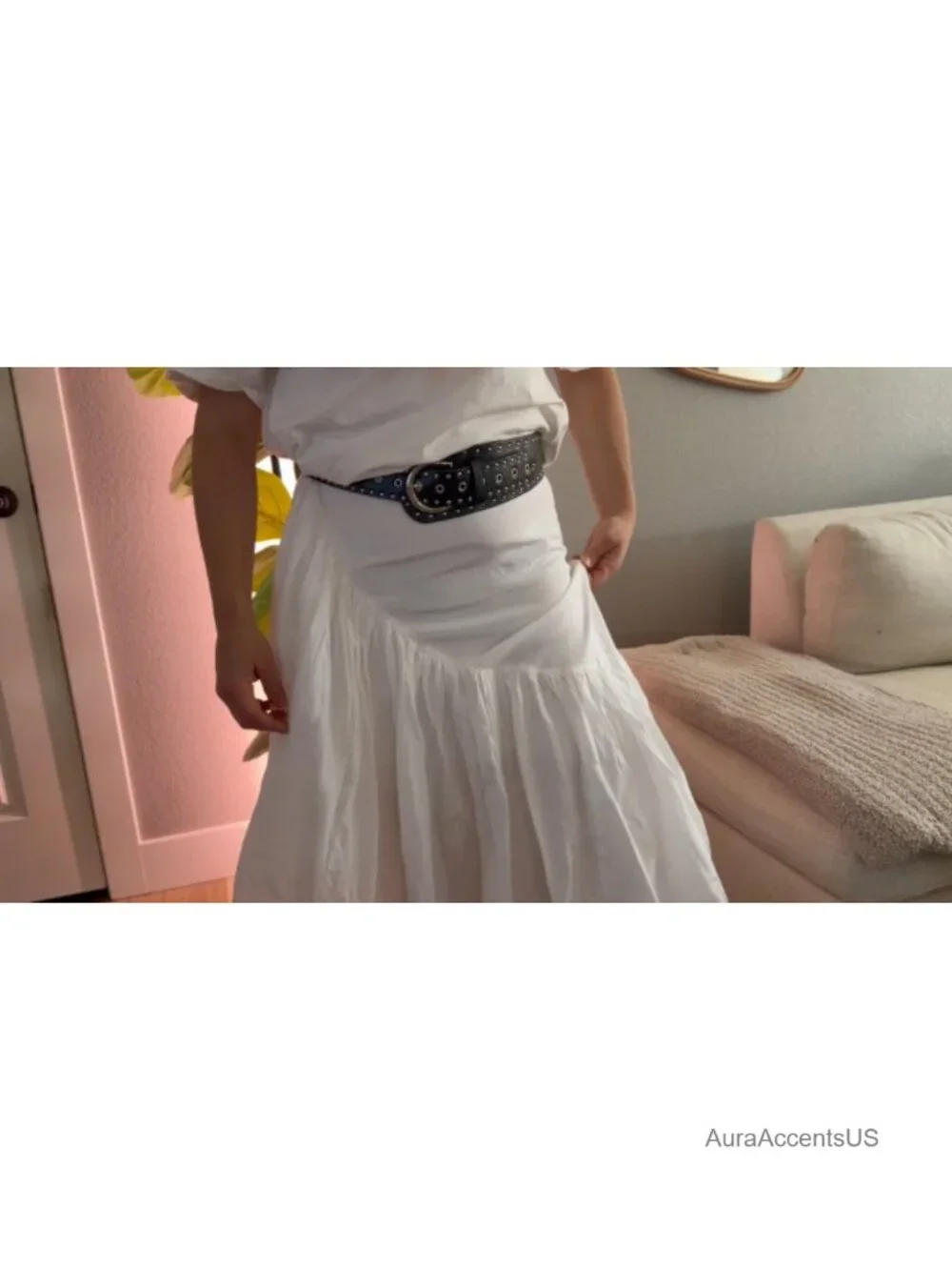 Y2K Studded Chunky PU Leather Belt Adjustable Silver Rivet Punk Gothic Festival
